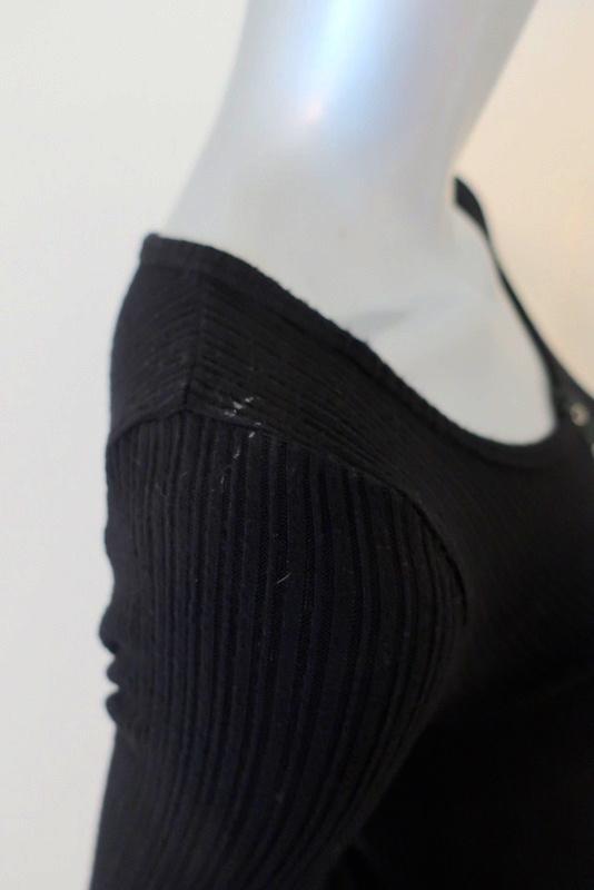 LNA Dress Tori Black Stretch Ribbed Knit Size Small Long Sleeve Snap-Front available at CelebrityOwned.com img_4