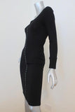 LNA Dress Tori Black Stretch Ribbed Knit Size Small Long Sleeve Snap-Front available at CelebrityOwned.com img_5