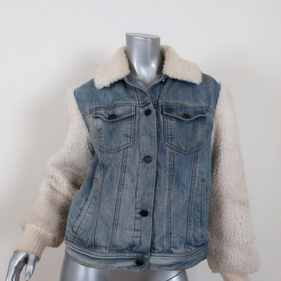 La Vie Rebecca Taylor Denim & Faux Fur Jacket Size Small available at CelebrityOwned.com img_1