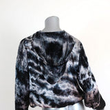Lanston Tie Dye Zip Hoodie Sweatshirt Jaidyn Black/Gray Size Small NEW available at CelebrityOwned.com img_4