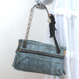 Lanvin Amalia Shoulder Bag Blue Snakeskin Chain Strap Medium Crossbody available at CelebrityOwned.com img_1