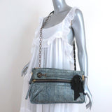 Lanvin Amalia Shoulder Bag Blue Snakeskin Chain Strap Medium Crossbody available at CelebrityOwned.com img_2