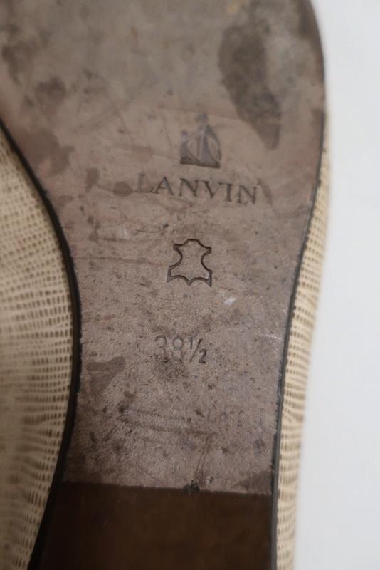 Lanvin Ballet Flats Cream/Gold Lizard-Embossed Leather Size 38.5 available at CelebrityOwned.com img_12