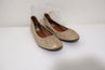 Lanvin Ballet Flats Cream/Gold Lizard-Embossed Leather Size 38.5