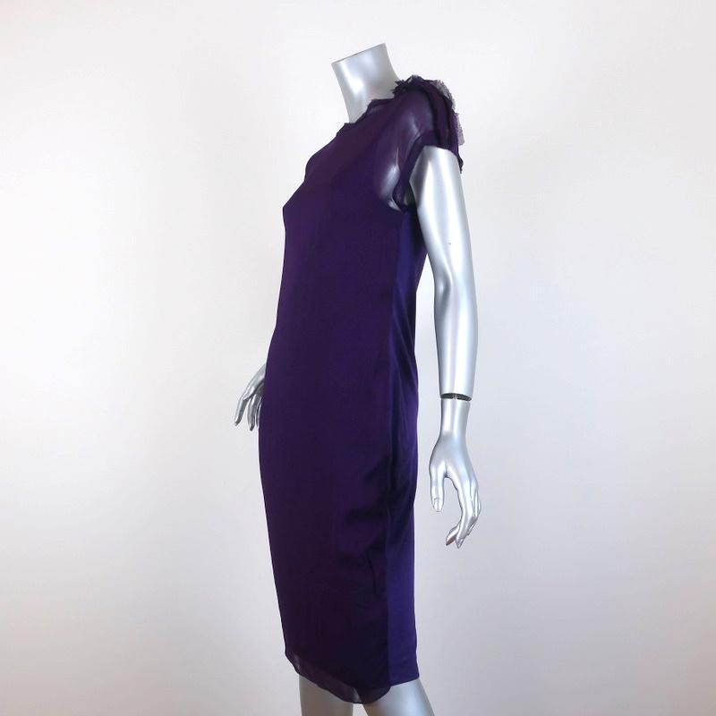 Lanvin Dress Purple Chiffon &amp; Jersey Size Extra Small Short Sleeve Shift available at CelebrityOwned.com img_2