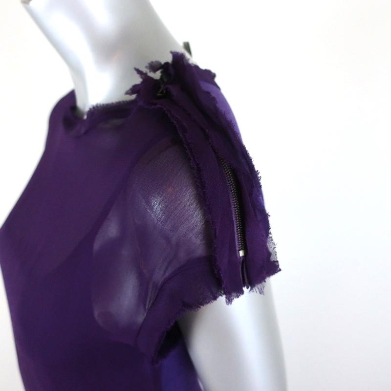 Lanvin Dress Purple Chiffon &amp; Jersey Size Extra Small Short Sleeve Shift available at CelebrityOwned.com img_3