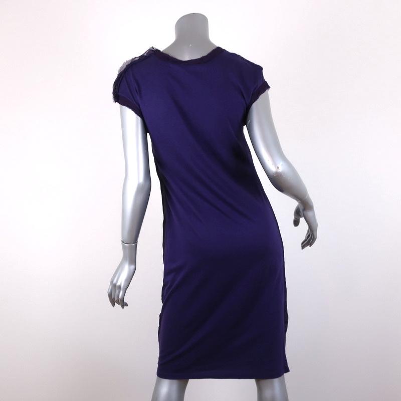 Lanvin Dress Purple Chiffon &amp; Jersey Size Extra Small Short Sleeve Shift available at CelebrityOwned.com img_5