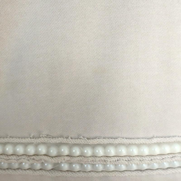 Lanvin Pearl-Trim Sweatshirt Light Beige Cotton Size Small Crewneck Pullover available at CelebrityOwned.com img_4