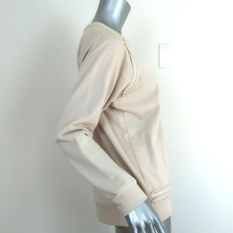 Lanvin Pearl-Trim Sweatshirt Light Beige Cotton Size Small Crewneck Pullover available at CelebrityOwned.com img_6