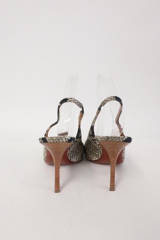 Lanvin Slingback Pump Snake Print Canvas Size 40 Wood Heel available at CelebrityOwned.com img_4