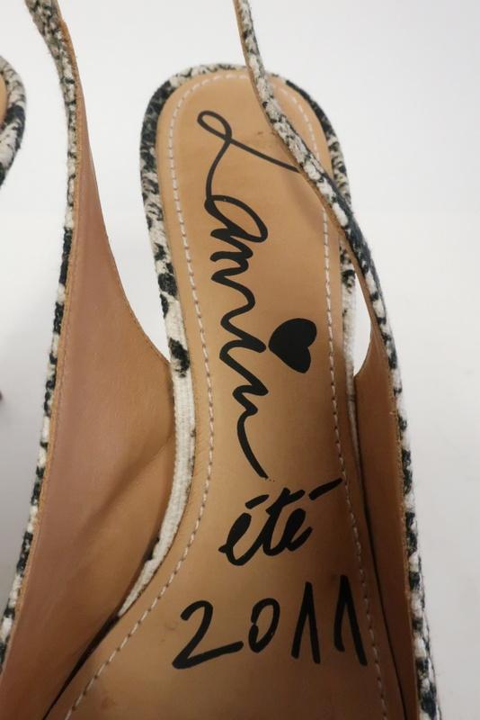 Lanvin Slingback Pump Snake Print Canvas Size 40 Wood Heel available at CelebrityOwned.com img_7