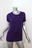 Lanvin Tee Purple Chiffon-Trim Cotton Jersey Size Small Short Sleeve Top available at CelebrityOwned.com img_1