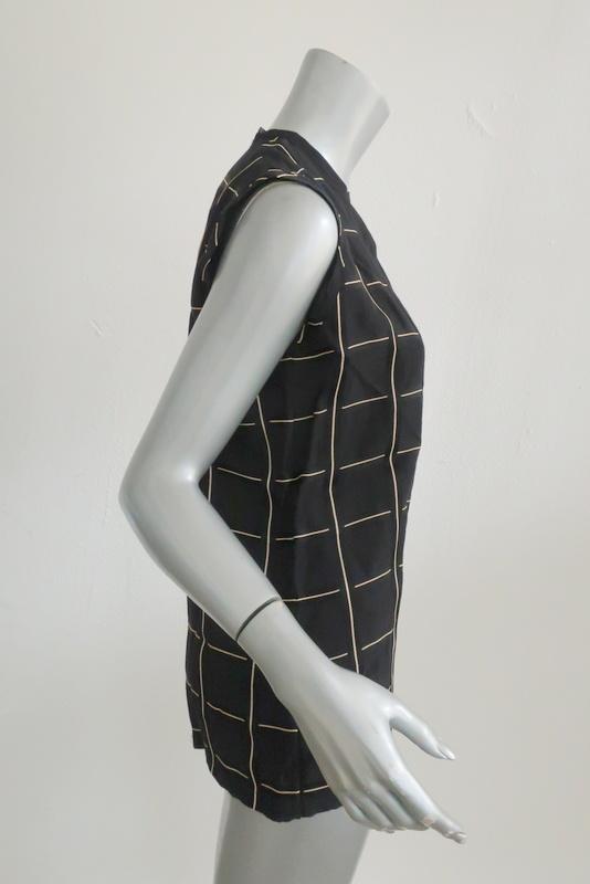 Lanvin Top Black Checked Viscose-Blend Size 38 Sleeveless Blouse available at CelebrityOwned.com img_2