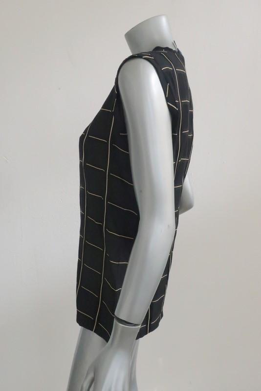 Lanvin Top Black Checked Viscose-Blend Size 38 Sleeveless Blouse available at CelebrityOwned.com img_3