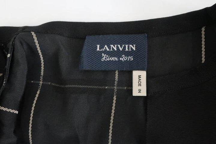 Lanvin Top Black Checked Viscose-Blend Size 38 Sleeveless Blouse available at CelebrityOwned.com img_6