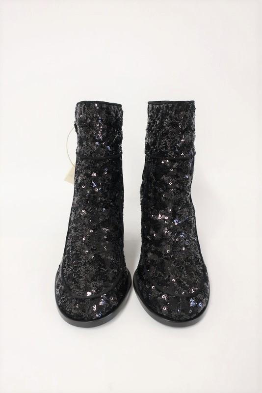 Laurence Dacade Babacar Sequin Boots Black Size 38.5 Double Buckle Mid-Heel NEW available at CelebrityOwned.com img_4