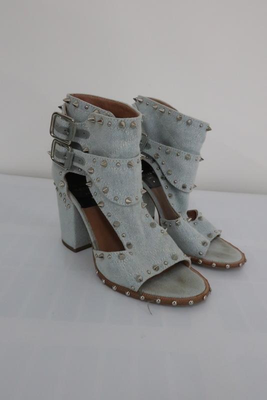 Laurence Dacade Denim Studded/Spiked Booty Heel Sz 36 available at CelebrityOwned.com img_1