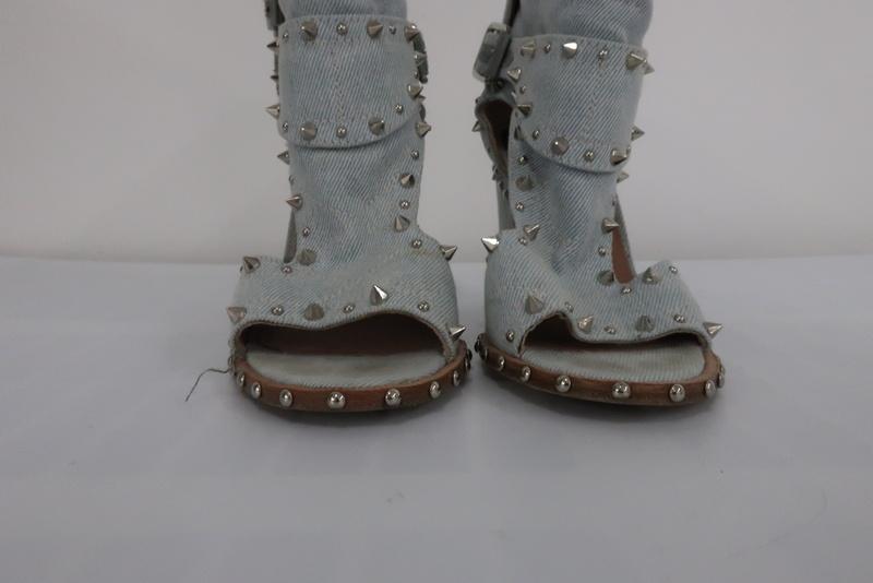 Laurence Dacade Denim Studded/Spiked Booty Heel Sz 36 available at CelebrityOwned.com img_3