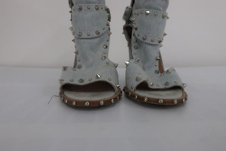 Laurence Dacade Denim Studded/Spiked Booty Heel Sz 36 available at CelebrityOwned.com img_3