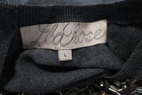 Lela Rose Sweater Gray Beaded & Crystal-Embellished Wool Pullover Size Large available at CelebrityOwned.com img_8