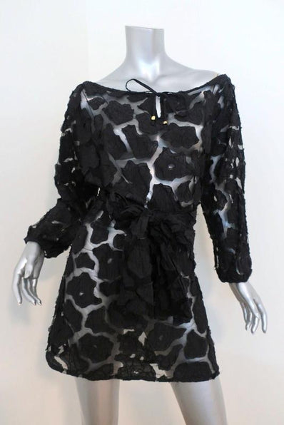 Letarte Lace Long Sleeve Cover-Up Dress Black Size Extra Small NEW available at CelebrityOwned.com img_1
