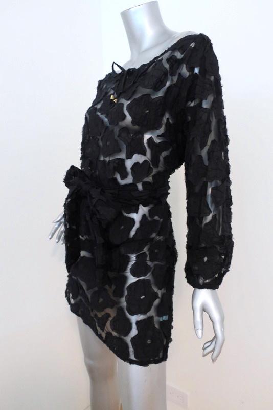 Letarte Lace Long Sleeve Cover-Up Dress Black Size Extra Small NEW available at CelebrityOwned.com img_4