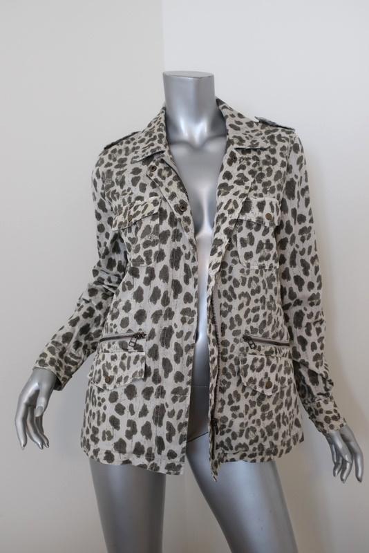 Lily Aldridge for Velvet Leopard Print Army Jacket Off-White Size Small available at CelebrityOwned.com img_1