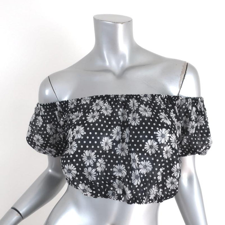 Lisa Marie Fernandez Crop Top Leandra Black Floral &amp; Dot Print Cotton Size I available at CelebrityOwned.com img_1