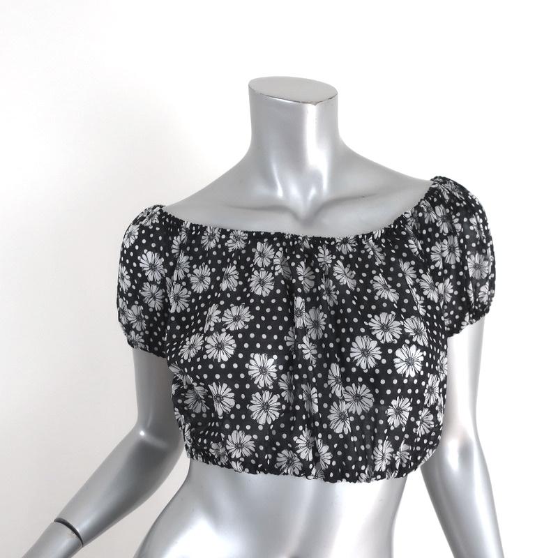 Lisa Marie Fernandez Crop Top Leandra Black Floral &amp; Dot Print Cotton Size I available at CelebrityOwned.com img_2