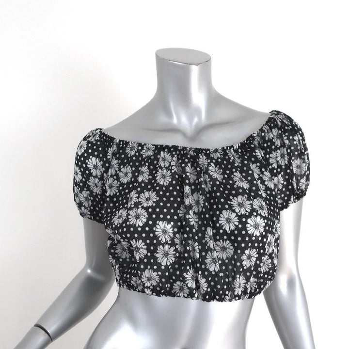Lisa Marie Fernandez Crop Top Leandra Black Floral &amp; Dot Print Cotton Size I available at CelebrityOwned.com img_2