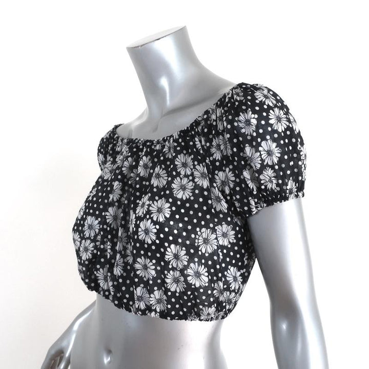 Lisa Marie Fernandez Crop Top Leandra Black Floral &amp; Dot Print Cotton Size I available at CelebrityOwned.com img_3