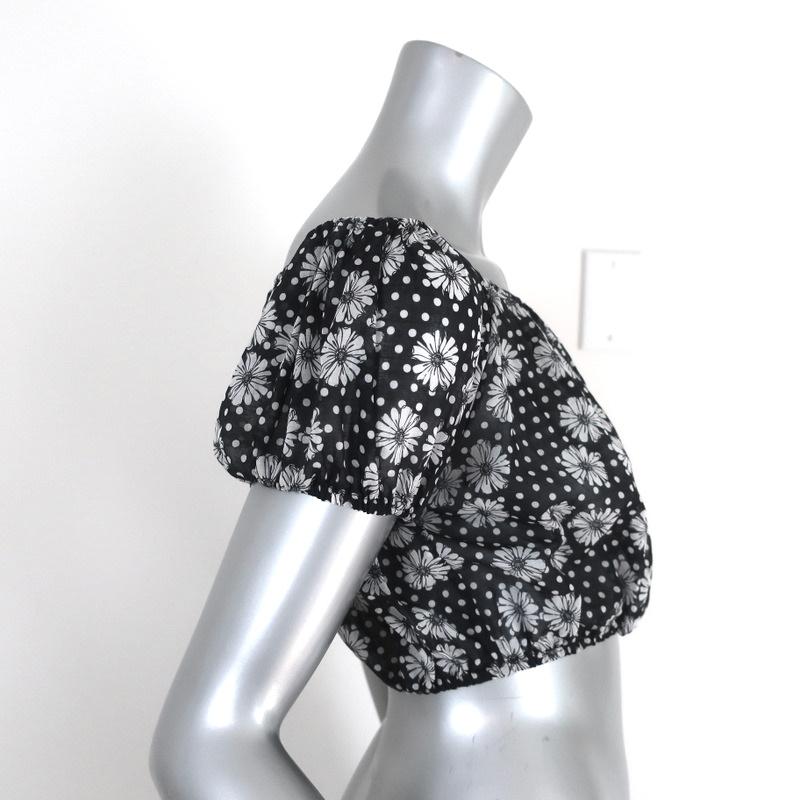 Lisa Marie Fernandez Crop Top Leandra Black Floral &amp; Dot Print Cotton Size I available at CelebrityOwned.com img_4