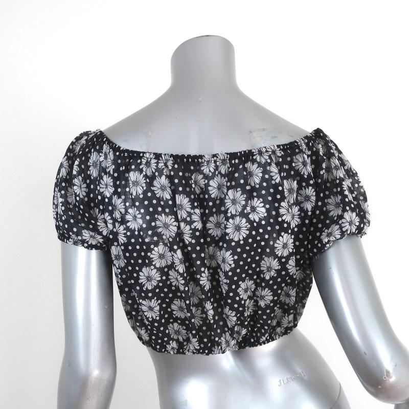 Lisa Marie Fernandez Crop Top Leandra Black Floral &amp; Dot Print Cotton Size I available at CelebrityOwned.com img_5
