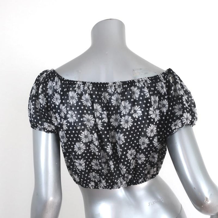 Lisa Marie Fernandez Crop Top Leandra Black Floral &amp; Dot Print Cotton Size I available at CelebrityOwned.com img_5