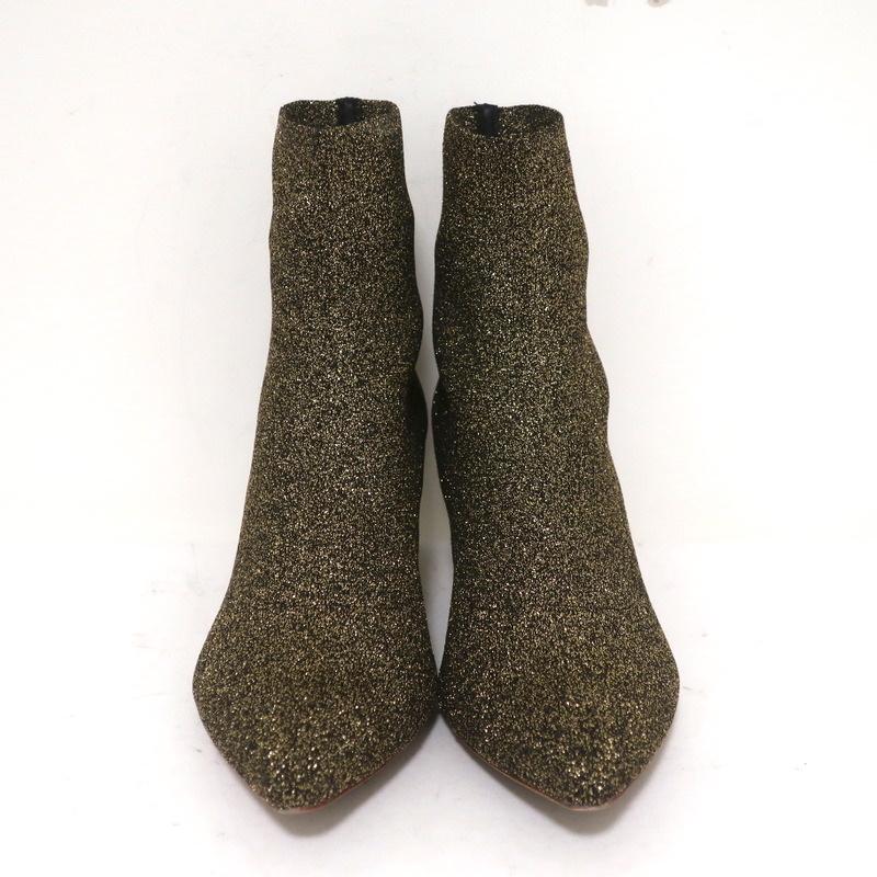 Loeffler Randall Ankle Boots Kassidy Gold Stretch Knit Size 8 Low Heel Booties available at CelebrityOwned.com img_4