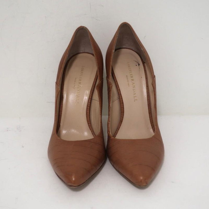 Loeffler Randall Pumps Irina Brown Leather Size 7.5 Pointed Toe Heels available at CelebrityOwned.com img_3