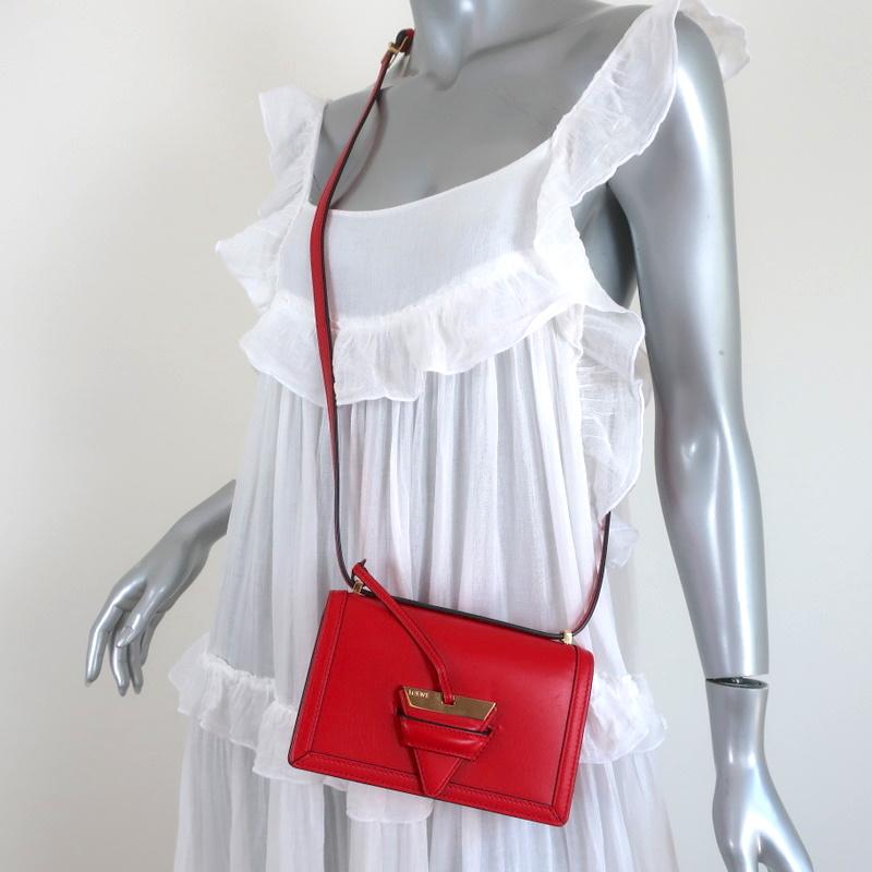 Loewe Barcelona Mini Shoulder Bag Red Leather Crossbody Flap Bag NEW available at CelebrityOwned.com img_1
