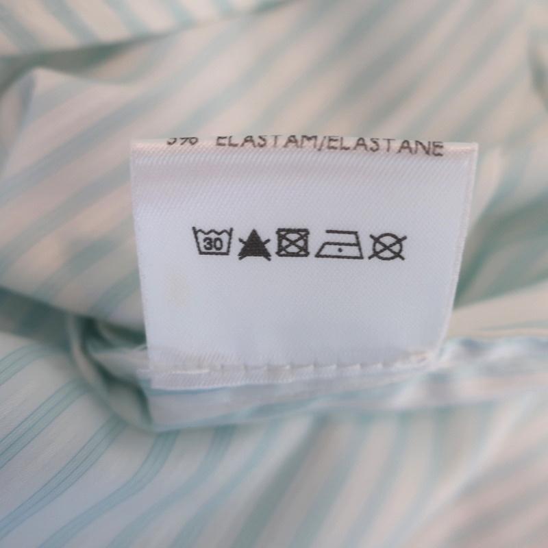 Loro Piana Button Down Shirt Cream/Blue Striped Size 48 Long Sleeve Blouse NEW available at CelebrityOwned.com img_10