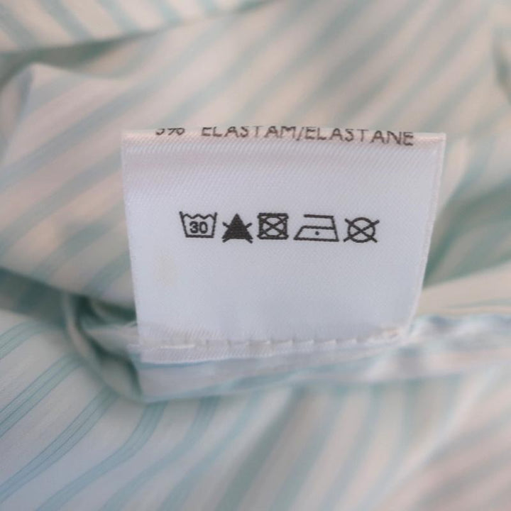 Loro Piana Button Down Shirt Cream/Blue Striped Size 48 Long Sleeve Blouse NEW available at CelebrityOwned.com img_10