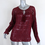Love Sam Anthropologie Tassel Top Burgundy Embroidered Viscose Blouse Size Small available at CelebrityOwned.com img_1