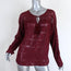 Love Sam Anthropologie Tassel Top Burgundy Embroidered Viscose Blouse Size Small