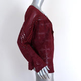 Love Sam Anthropologie Tassel Top Burgundy Embroidered Viscose Blouse Size Small available at CelebrityOwned.com img_4