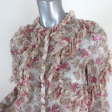 LoveShackFancy Blouse Clara Ruffled Lurex-Striped Floral Print Top Size Small available at CelebrityOwned.com img_3