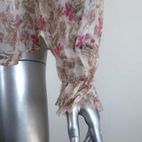 LoveShackFancy Blouse Clara Ruffled Lurex-Striped Floral Print Top Size Small available at CelebrityOwned.com img_4