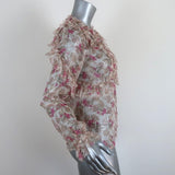 LoveShackFancy Blouse Clara Ruffled Lurex-Striped Floral Print Top Size Small available at CelebrityOwned.com img_5