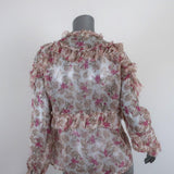 LoveShackFancy Blouse Clara Ruffled Lurex-Striped Floral Print Top Size Small available at CelebrityOwned.com img_6