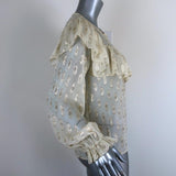 LoveShackFancy Blouse Erin Ivory Metallic Fil Coupe Size Small Long Sleeve Top available at CelebrityOwned.com img_4