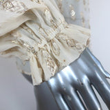 LoveShackFancy Blouse Erin Ivory Metallic Fil Coupe Size Small Long Sleeve Top available at CelebrityOwned.com img_5