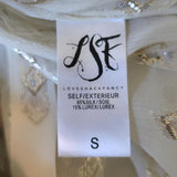 LoveShackFancy Blouse Erin Ivory Metallic Fil Coupe Size Small Long Sleeve Top available at CelebrityOwned.com img_9