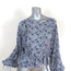 LoveShackFancy Blouse Nellie Blue Floral Print Silk Size Medium Long Sleeve Top